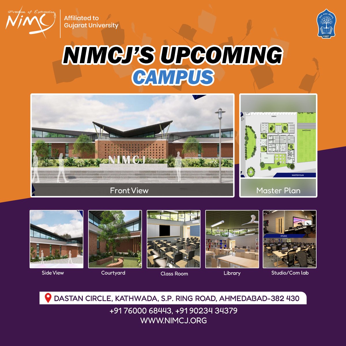 Exciting news!Vishva Samvad Education Foundation has initiated a new campus for the National Institute of Mass Communication and #Journalism (#NIMCJ) in Kathvada institute will be shifted to the new campus by next year.

Visit: bit.ly/NIMCJ2024 #RegisterNow #UpcomingCampus