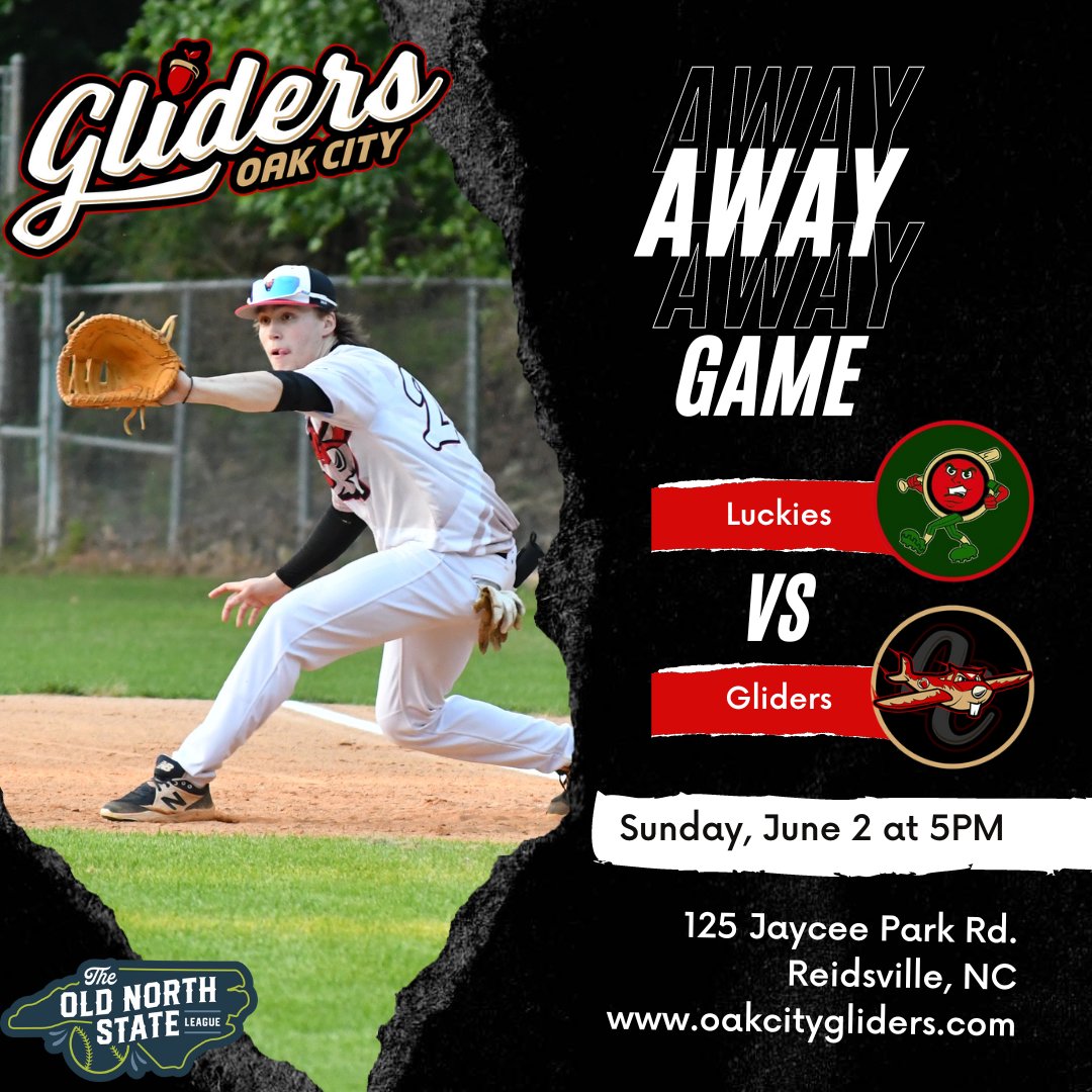 Raleigh Red Oaks (@raleighredoaks) on Twitter photo The OCG will be on the road for their 1st game of the season. We will be playing the <a href="/LuckiesONSL/">Reidsville Luckies</a> on Sunday, June 2nd at 5:00pm. Come out and cheer on your favorite player & support NC largest wood bat league <a href="/ONSLBaseball/">Old North State League</a>. Let the summer FUN & COMPETITION begin! #glideordie The OCG will be on the road for their 1st game of the season. We will be playing the <a href="/LuckiesONSL/">Reidsville Luckies</a> on Sunday, June 2nd at 5:00pm. Come out and cheer on your favorite player & support NC largest wood bat league <a href="/ONSLBaseball/">Old North State League</a>. Let the summer FUN & COMPETITION begin! #glideordie