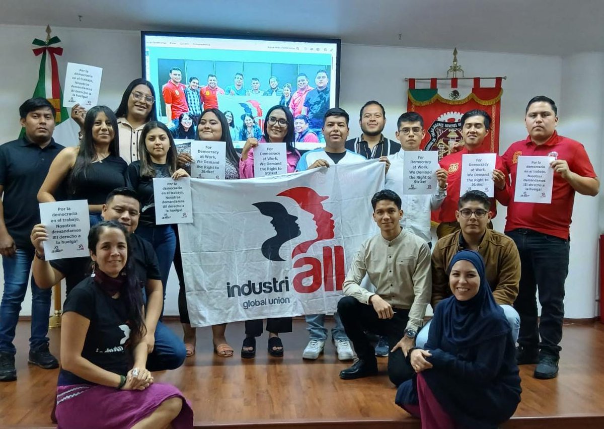 🇲🇽 Los jóvenes mexicanos del proyecto de IndustriALL y @uniontounion manifiestan su apoyo a la campaña de la Confederación Sindical Internacional (CSI @ituc ) en defensa del derecho de huelga y la democracia en el trabajo.📢✊