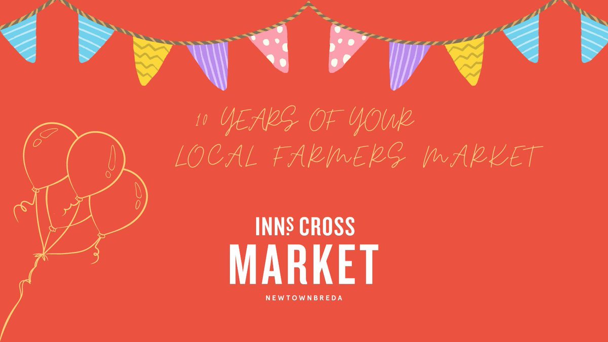 🥳 We celebrate 10 years of Inns Cross Market at our market tomorrow with a full lineup of producers plus cake and music!  🎂 🎸

We are hoping the weather has played ball sufficiently for lots of late spring &amp; early summer seasonal produce. 🤞 

🎈See you 10-2 

#innscrossmarket