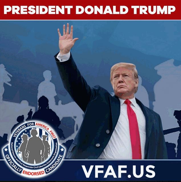 VFAFWarroom's tweet image. WE STAND WITH TRUMP! At VFAF we endorsed Donald Trump for 47 the day he announced his run. We were in Mar-A-Lago for the announcement and the president shared our endorsement on his Truth Social platform!