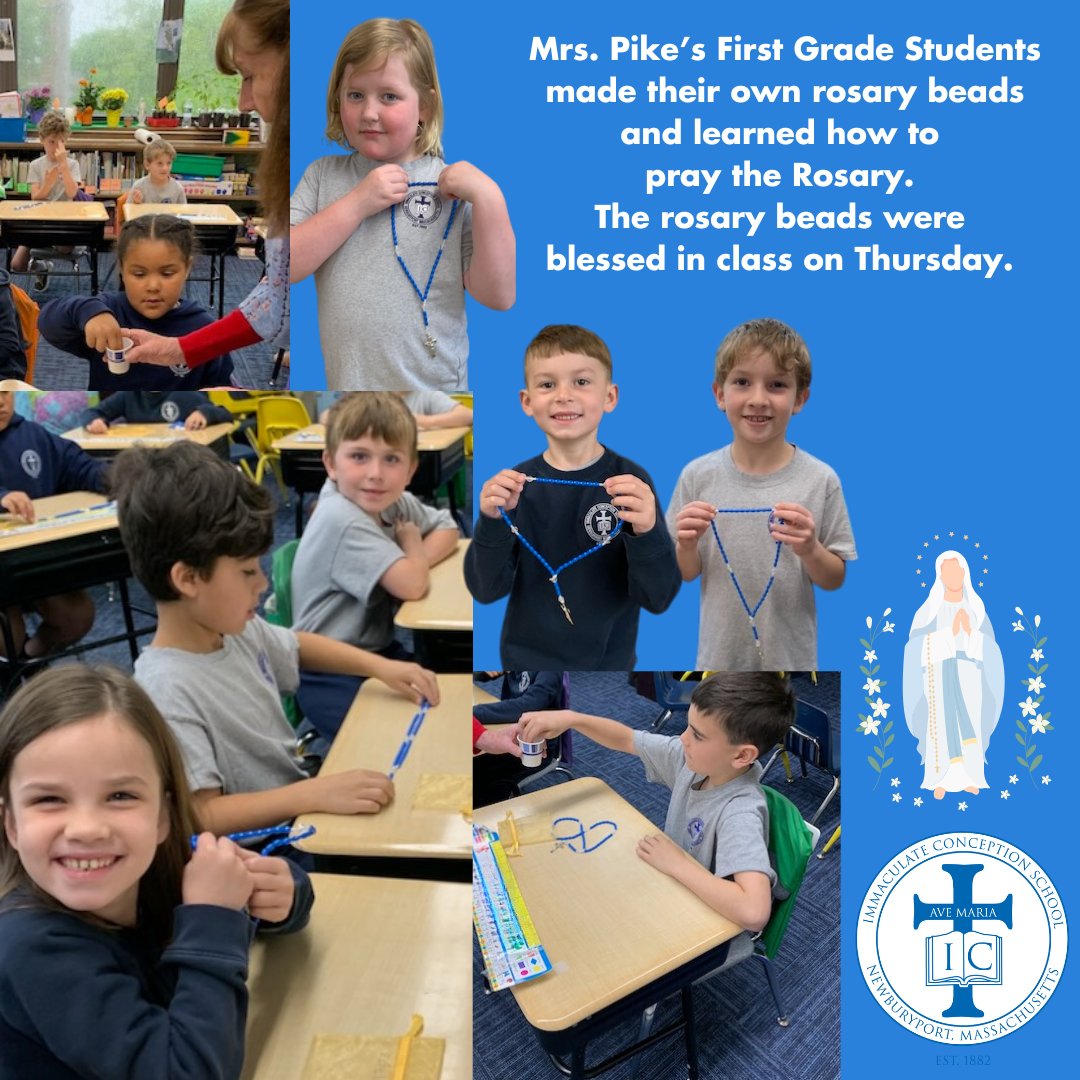 ICNbpt's tweet image. Mrs. Pike’s First Grade Students made their own rosary beads and learned how to pray the Rosary. The rosary beads were blessed in class on Thursday. @HRICCatholic @CSOboston @RCABmgoslin #Catholicschools #CatholicEdChat @NCEATALK