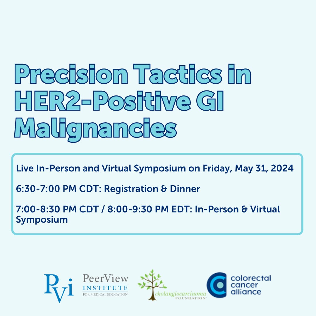 CCAlliance's tweet photo. Join @YJanjigianMD, @DrShubhamPant &amp; Dr. Strickler as they discuss treatment plans with HER2-targeted therapies for #GImalignancies &amp; where these options fit in current guideline recommendations. 5/31 at 6:30 PM CDT at #ASCO24! With @PeerView &amp; @CureCC: https://t.co/zPhARQtjgn https://t.co/suFX0rPanu