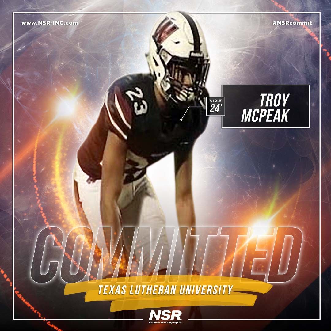 🚨#CommitmentAlert🚨
Congrats to #NSRfootball Troy McPeak

🎓: 2024
🌎: Pflugerville, Texas
🏫: Weiss H.S.
✅: to @txlutheran!👍🏈
👤: Greg Smith
🖥: buff.ly/3R7KhPH
#NSRcommit
#TroyMcPeakNSR