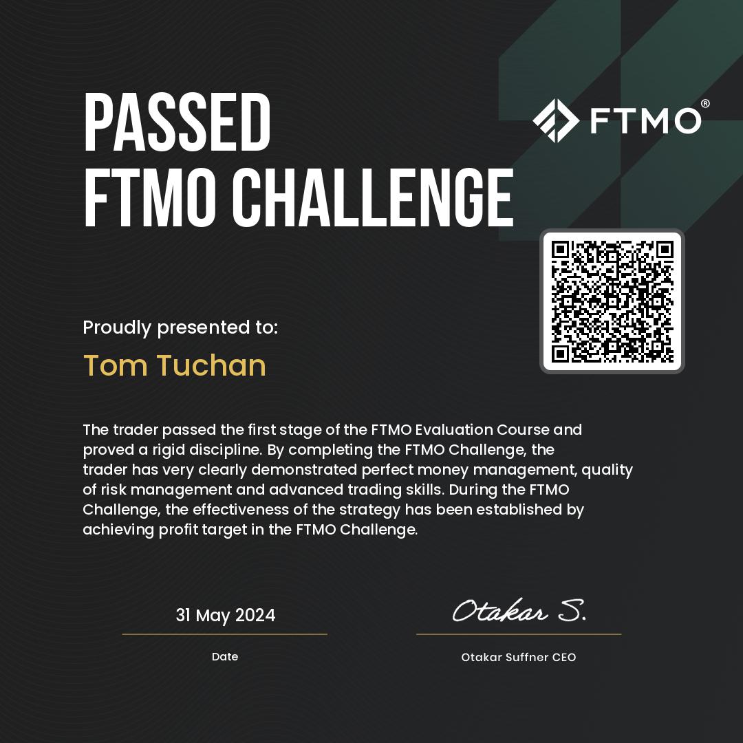 100k P1 passed today @FTMO_com 🙏