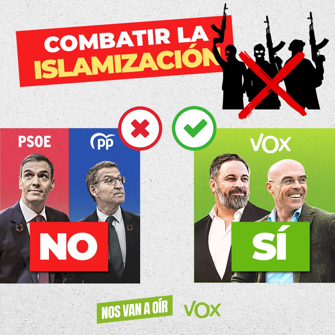 Sólo VOX quiere poner freno a la islamización de Europa. El 9 de junio tú decides 👇