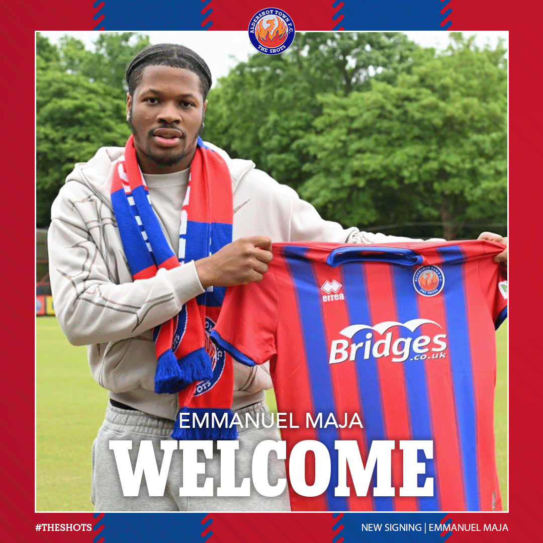 OfficialShots's tweet photo. We're delighted to confirm the signing of dominant midfielder Emmanuel Maja!

Welcome to the Shots, Manny!

#TheShots❤️💙