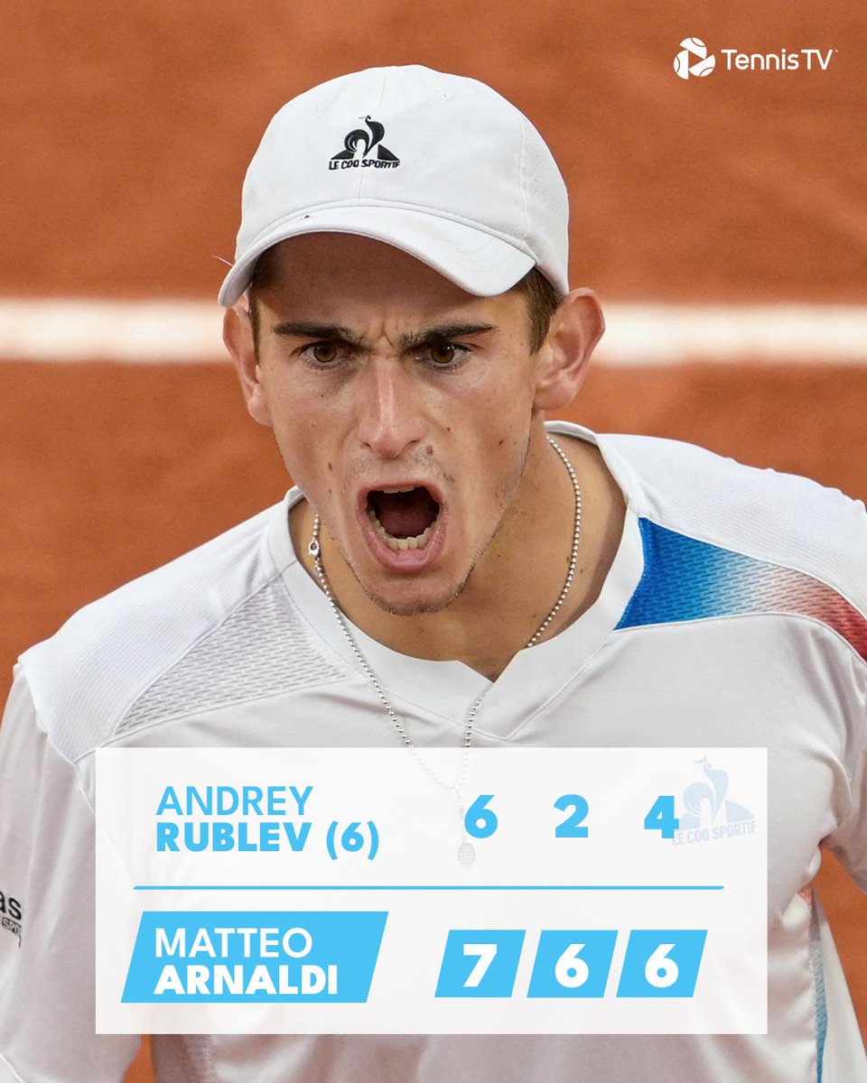 A+ From Arnaldi 🤩

Matteo Arnaldi knocks out Rublev for his biggest ever win at a Grand Slam!

#RolandGarros