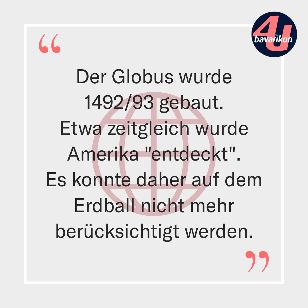 Der älteste erhaltene #Globus war bei seiner Fertigstellung 1492/93 bereits wieder überholt. 😮
Er zeigt zwar Europa, Asien und Teile von Afrika – das 1492 „entdeckte“ Amerika fehlt jedoch.

Heute steht der Globus im @GNM_Nuernberg.🤩

Mehr Infos unter: bavarikon4u.de