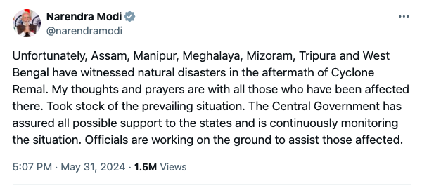 VeriDrift's tweet photo. Mr Narendra Modi or Shah tweeted because Mr Rahul Gandhi tweeted. Still not for compassion but to be part of the race in the game of politics. Besides, it is already 3 days late.
Bravo! the leaders of India.