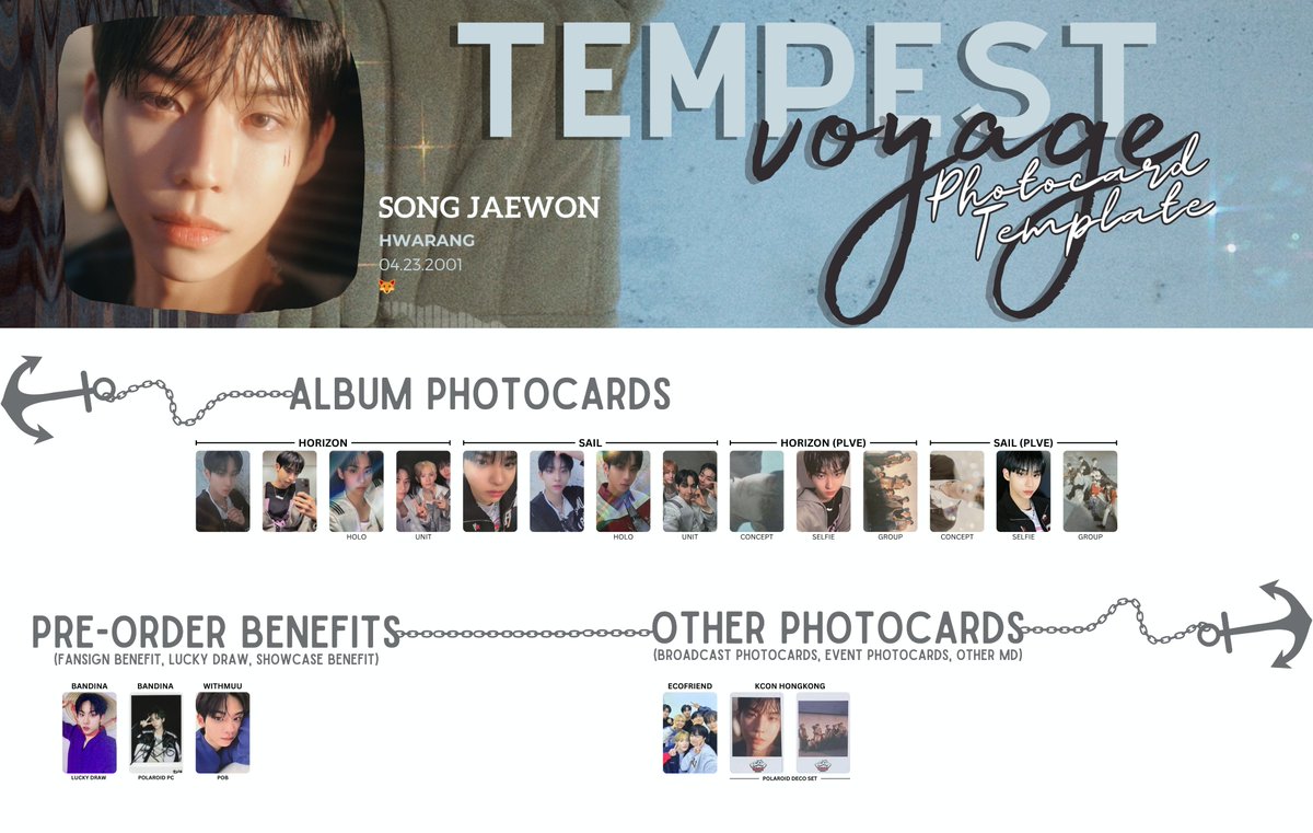 TEMPEST Voyage Photocard Template 템페스트 보야지 포토카드 리스트