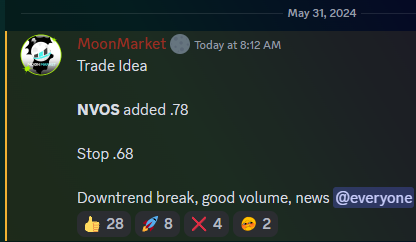 $NVOS beauty trade idea with entry at .788, now $1+ Is $LUCY next? Let me know