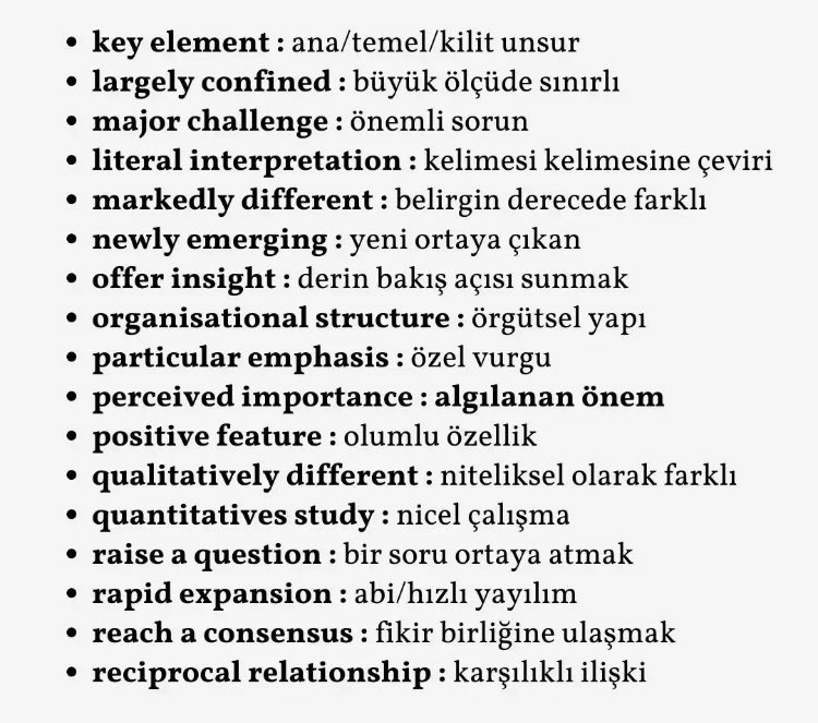 Akademik metinlerde sıklıkla geçen 50 önemli ingilizce kalıp👇🏻