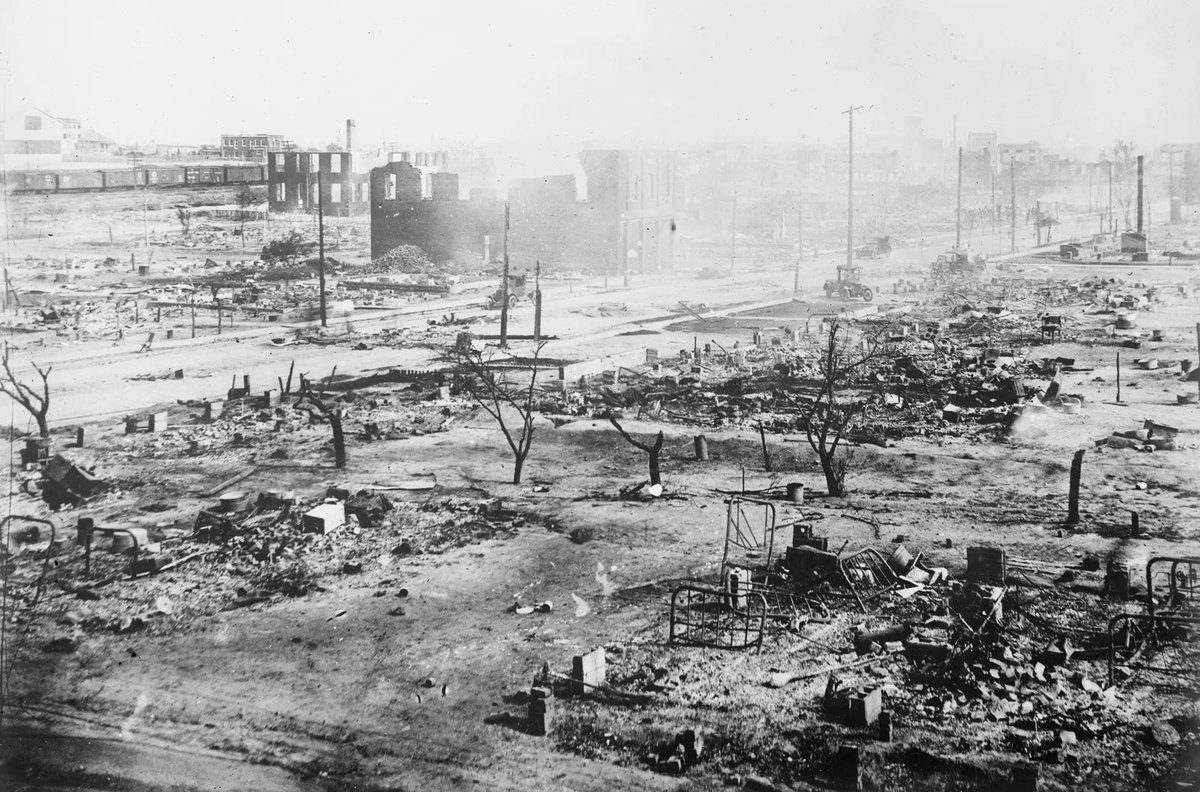 103 years ago today, the Tulsa Race Massacre took place. Mobs of armed white people waged war on the Greenwood District, known as Black Wall Street. True justice in this country means reparations for Black people.