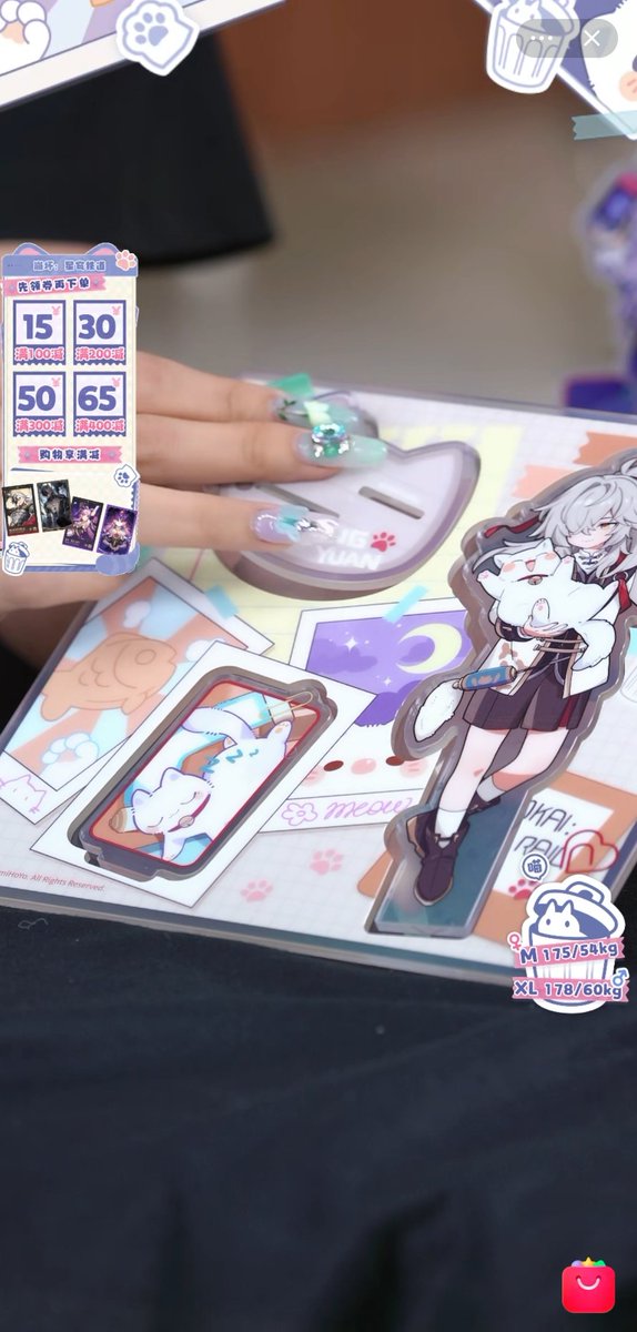 streamer showcasing the cat series acrylic stands again:

'As you can see, Jing Yuan's cat hasn't been neutered.'