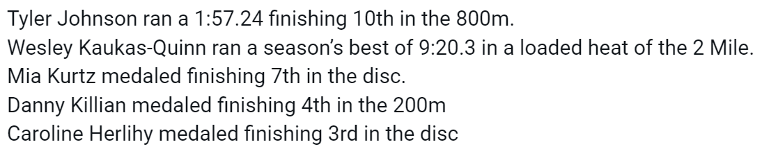 Win_TrackField's tweet image. The Red &amp;amp; Black Athletes had a good Day 1 at the MIAA Meet of Champions.  Below are highlights from the day 1.