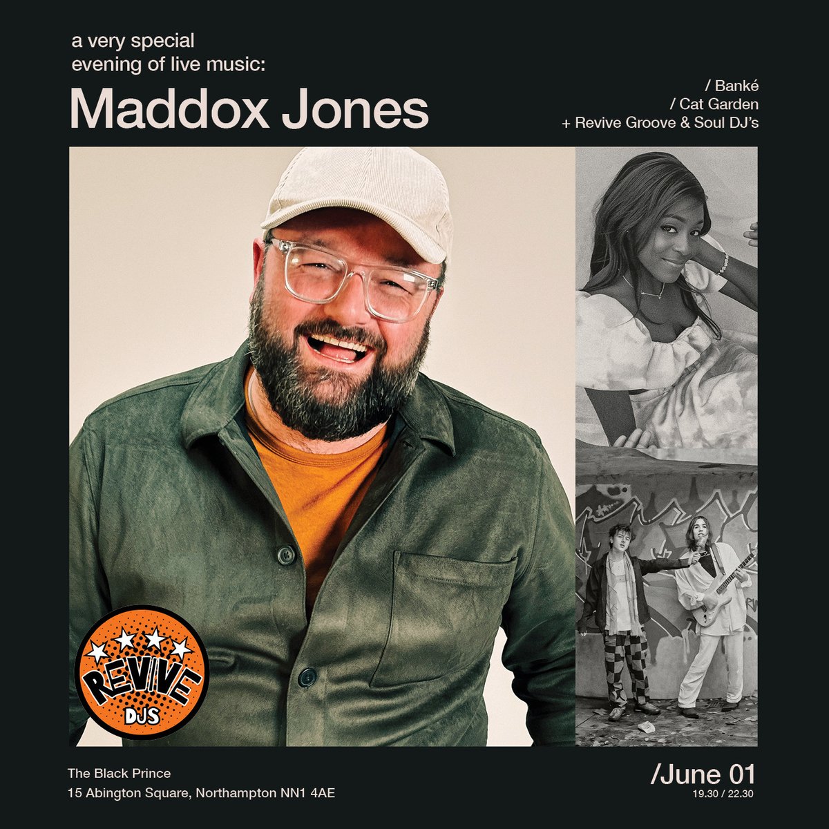 Our Saturday night show is the one and only @itsmaddoxjones with support from Banke and Cat Garden. Remaining tix via skiddle.com/e/38079068/ or pay on the door