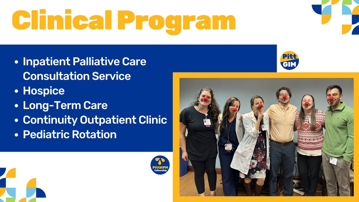 Pitt Hospice and Palliative Medicine Fellowship (@pitthpmfellows) on Twitter photo In this #FellowshipFriday thread, we’d like to talk about the <a href="/PittHPMfellows/">Pitt Hospice and Palliative Medicine Fellowship</a> program’s clinical focus. The fellows’ clinical experiences span a diverse array of settings.
❓ More info: dom.pitt.edu/dgim/spc/fello… In this #FellowshipFriday thread, we’d like to talk about the <a href="/PittHPMfellows/">Pitt Hospice and Palliative Medicine Fellowship</a> program’s clinical focus. The fellows’ clinical experiences span a diverse array of settings.
❓ More info: dom.pitt.edu/dgim/spc/fello…
