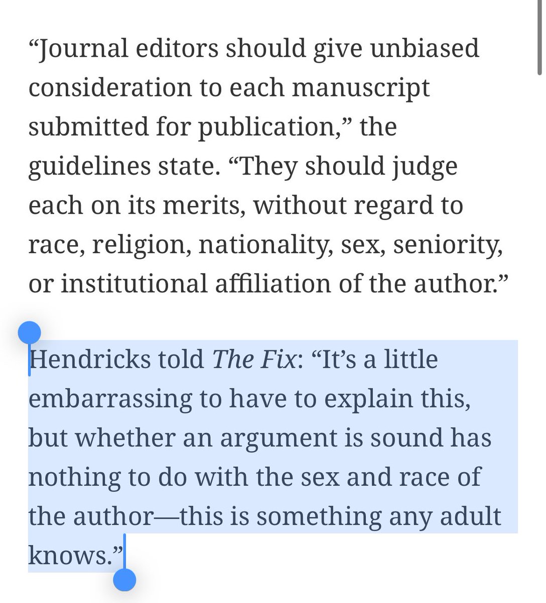More on the bioethics journal that let an online mob overrule the peer review process and its editor who cited the author’s race and sex as a reason to reject a paper that had already been accepted.