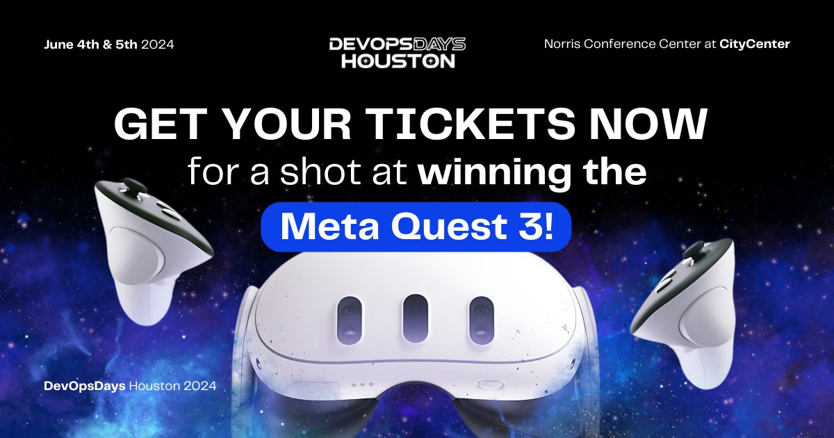DevOpsDaysHTown's tweet image. Remember, with your tickets, you get the chance to win a Meta Quest 3! Don&apos;t miss out on attending DevOps Days 2024. Get your tickets here: tickets.devopsdays.org/devopsdays-hou…?

#DevOpsDays2024 #WinMetaQuest3 #TechEvent #MustAttend #GetYourTickets #OpportunityKnocks #JoinUs
