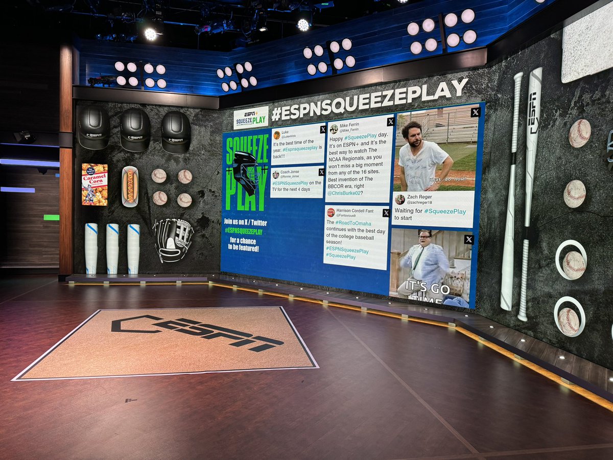 Coming up at 1ET on ESPN+ is the greatest way to watch every NCAA Regional game.  A must for all college baseball fans #ESPNSQUEEZEPLAY