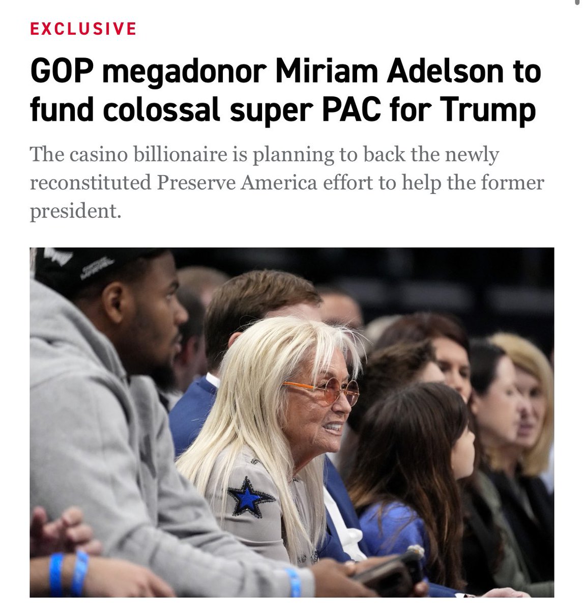 As of yesterday, Miriam Adelson is planning on contributing over $100 million to a super PAC for Trump. Billionaire Zionist Bill Ackman announced he will be flipping from Democrat to Republican to vote for Trump. Nikki Haley endorsed Trump because of his support for Israel…