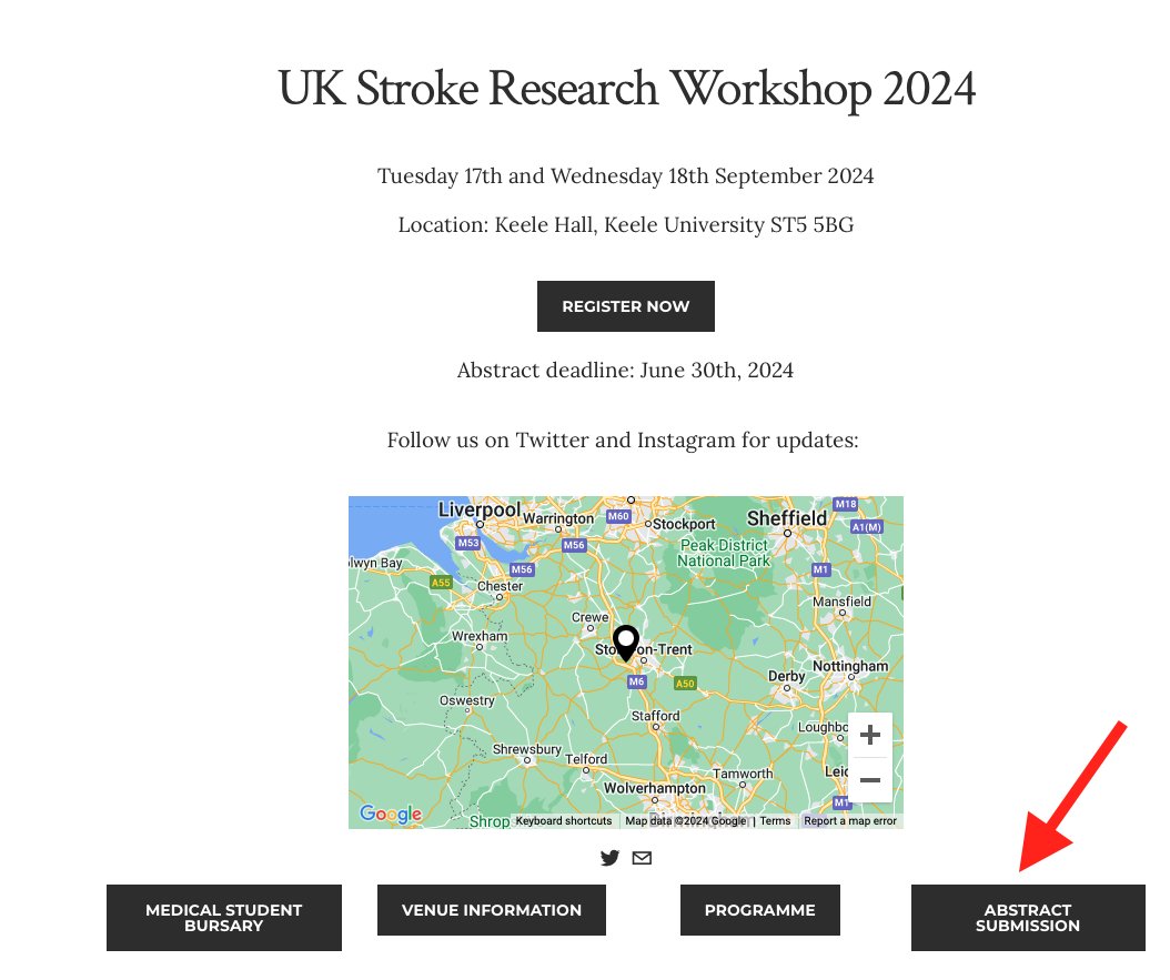 𝐔𝐊 𝐒𝐭𝐫𝐨𝐤𝐞 𝐑𝐞𝐬𝐞𝐚𝐫𝐜𝐡 𝐖𝐨𝐫𝐤𝐬𝐡𝐨𝐩
Just 𝐨𝐧𝐞 𝐦𝐨𝐫𝐞 𝐦𝐨𝐧𝐭𝐡 until the abstract deadline (June 30th)! Submit your abstract (and medical student bursary application if applicable) via our website!