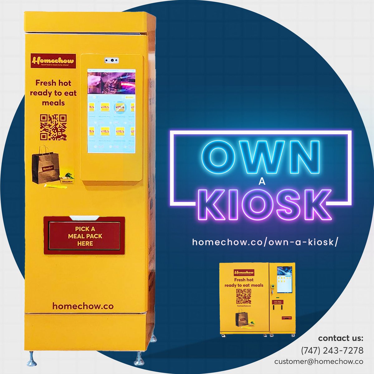Empower your culinary dreams: Homechow's all-in-one solutions give you the freedom and flexibility of owning a food business.

Speak to us today: bit.ly/3Ut026x

#Homechow #FoodKiosks #NewYork #FranchiseOpportunity #Franchise #VendingKiosks #Gourmet #GourmetMeals
