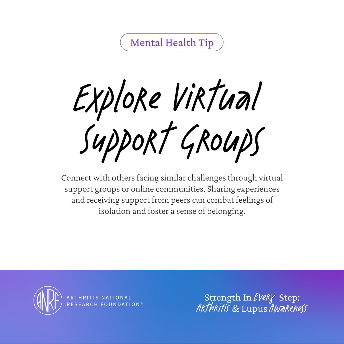 CureArthritis's tweet image. As we close Arthritis and Lupus Awareness Month, we want to emphasize the importance of community on your journey. We are stronger together in every step! Tag below your support group, family, or friends who are pivotal in your lives. #CureArthritis #StrengthInEveryStep