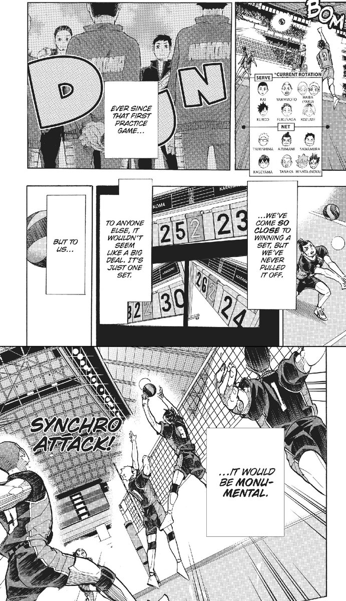 Haikyu movie:-
Even if what was cut from the manga , the one thing that they had to include at any costs was how much the first set meant to karasuno. Winning a set against nekoma is their dream come true. And they lost that first set. It was so intense.  Why did they remove it.