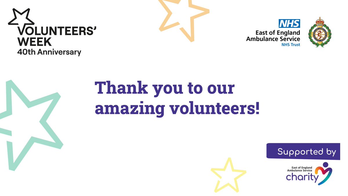 This week is #VolunteersWeek, and at EEAST we have hundreds of amazing volunteers who contribute their time to helping our patients and communities every day.

If you’re interested in learning more about the volunteering opportunities available, go to eastamb.nhs.uk/join-the-team/…