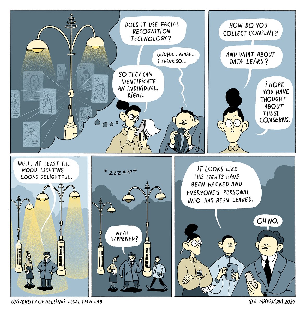 Dr. Alina Wernick (she/her) (@alinawernick) on Twitter photo How to effectively tell about the legal and societal controversies of #smartlights, such as #surveillance? 🏙️💡Enter Lexcomics! 🎨⚖️This visual narrative is a result of a co-creation between <a href="/LegaltechHEL/">LegalTechLab</a> <a href="/socioanna/">Dr. Anna Artyushina 🇨🇦</a>, Johanna Ylipulli, Ella Palo and artist Annukka Mäkijärvi (C) How to effectively tell about the legal and societal controversies of #smartlights, such as #surveillance? 🏙️💡Enter Lexcomics! 🎨⚖️This visual narrative is a result of a co-creation between <a href="/LegaltechHEL/">LegalTechLab</a> <a href="/socioanna/">Dr. Anna Artyushina 🇨🇦</a>, Johanna Ylipulli, Ella Palo and artist Annukka Mäkijärvi (C)