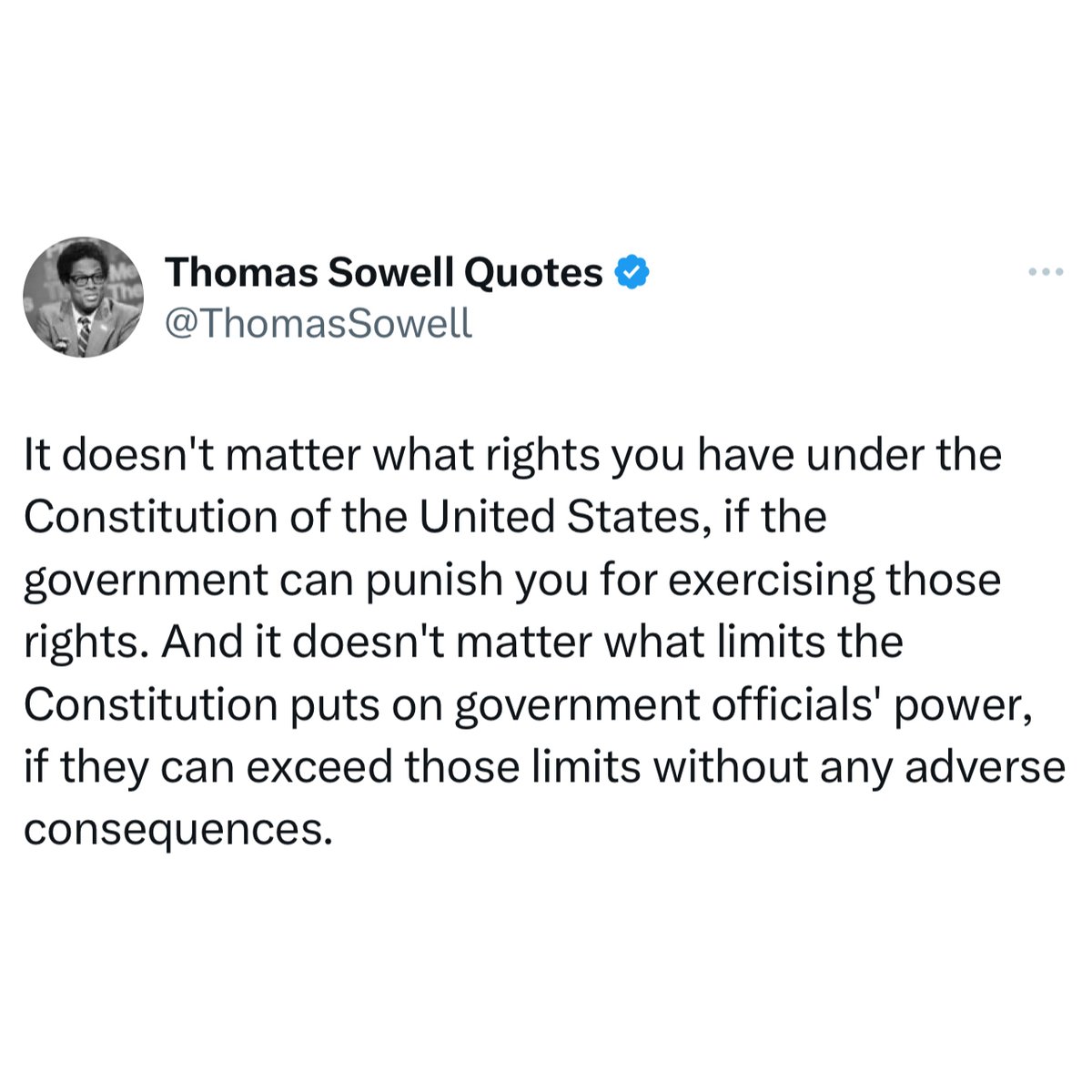 We should be governed according to the Constitution, not the whims of the government.
