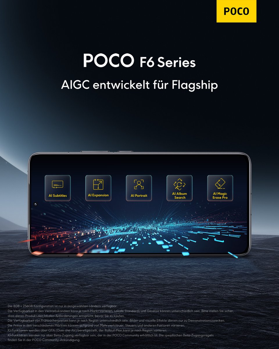 PocoDeutschland's tweet image. Entfessele die Kraft der KI mit den AIGC-Funktionen der #POCOF6Series. Erlebe intelligente Leistungsverbesserungen und optimierte Effizienz, die auf dein Nutzungsmuster zugeschnitten sind.

ams.event.mi.com/de/poco-f6-ser…