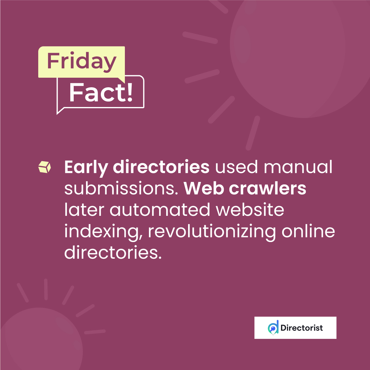 From manual entries to automated indexing, the evolution of online directories is fascinating!
#onlinedirectories #techfacts #factoftheday  #webcrawlers #didyouknow