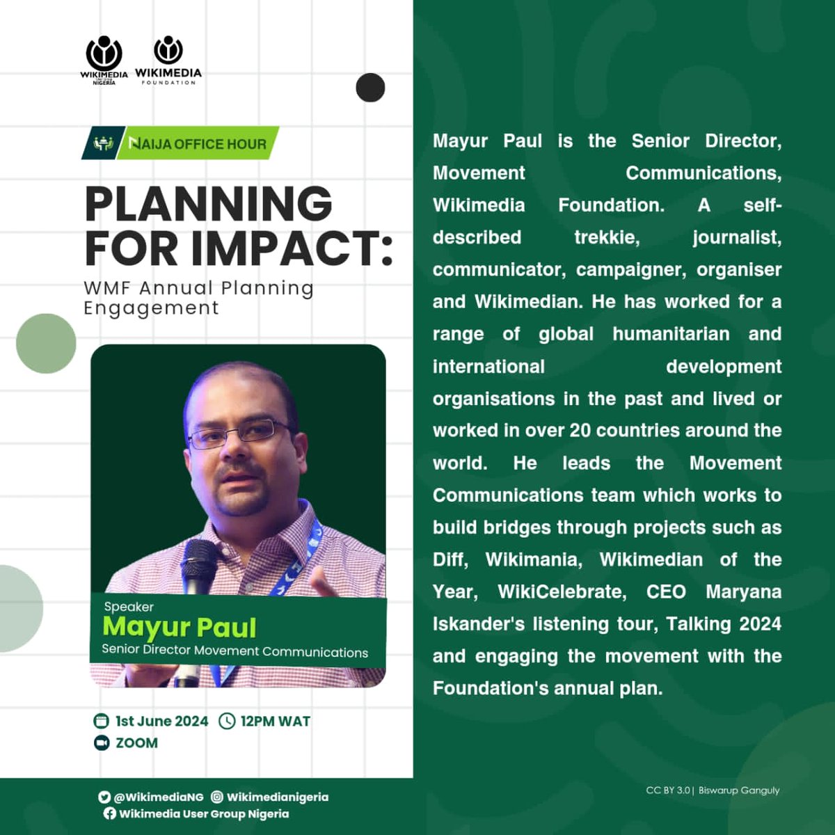 Meet our speaker Mayur Paul!  Join Mayur Paul tomorrow, who will be speaking on the theme: 'PLANNING FOR IMPACT'.  In this session, we will be having an enlightening discussion on the Wikimedia Foundation Annual Plan. Be a part of the session!  Register to be a part of the