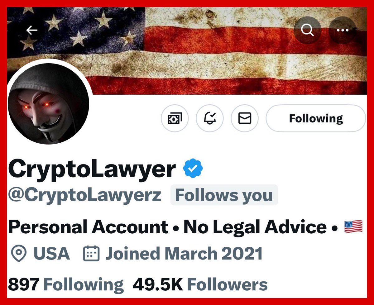 If you’re not following @CryptoLawyerz you should be! Legit lawyer with legal insight! 💯🇺🇸 Let’s help get him to 50K! A very important follow.