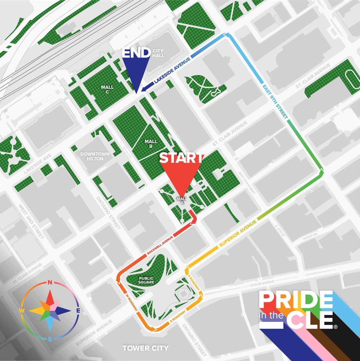 Pride in the CLE is this weekend! We'll be there providing informational resources, Naloxone and Fentanyl test strips. Check out the parade route and don't forget to stop by our booth at Mall B! #Pride #PrideintheCLE