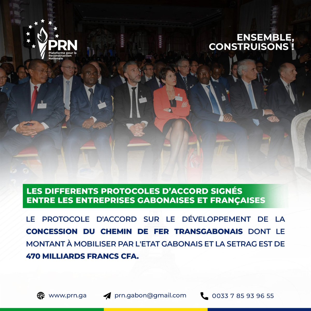 PrnGabon's tweet photo. Lors du Forum Gabon-France, plusieurs protocoles d'accord ont été signés entre les entreprises gabonaises et françaises.
.
.
En infographie, quelques accords 👇🏾

Ensemble, construisons !

#PRNGabon #CTRI #Accords #Gabon https://t.co/5yGBjxrsXk