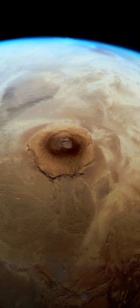 Imagem maravilhosa da sonda Mars Express mostra o Monte Olympus imponente, o maior vulcão do Sistema Solar!!!