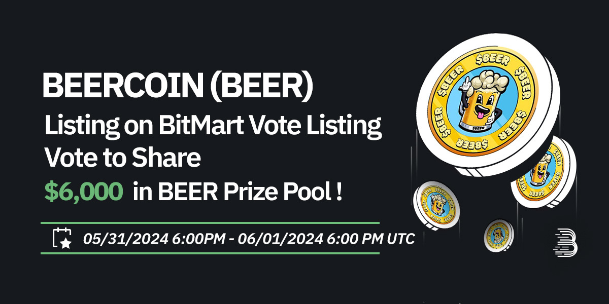 🤩<a href="/beercoinmeme/">Beercoin 2.0</a>  is now live on BitMart Vote Listing as of May. 31st, 2024!

🔥Vote for $BEER to get listed and win airdrops🔥
⏰Until 06:00 PM UTC on June. 1, 2024!

💪Cast your vote now: bitmart.com/voting-detail/…
📥Get your NFT to vote: bitmart.com/nft/en-US/coll…
👉Learn more: