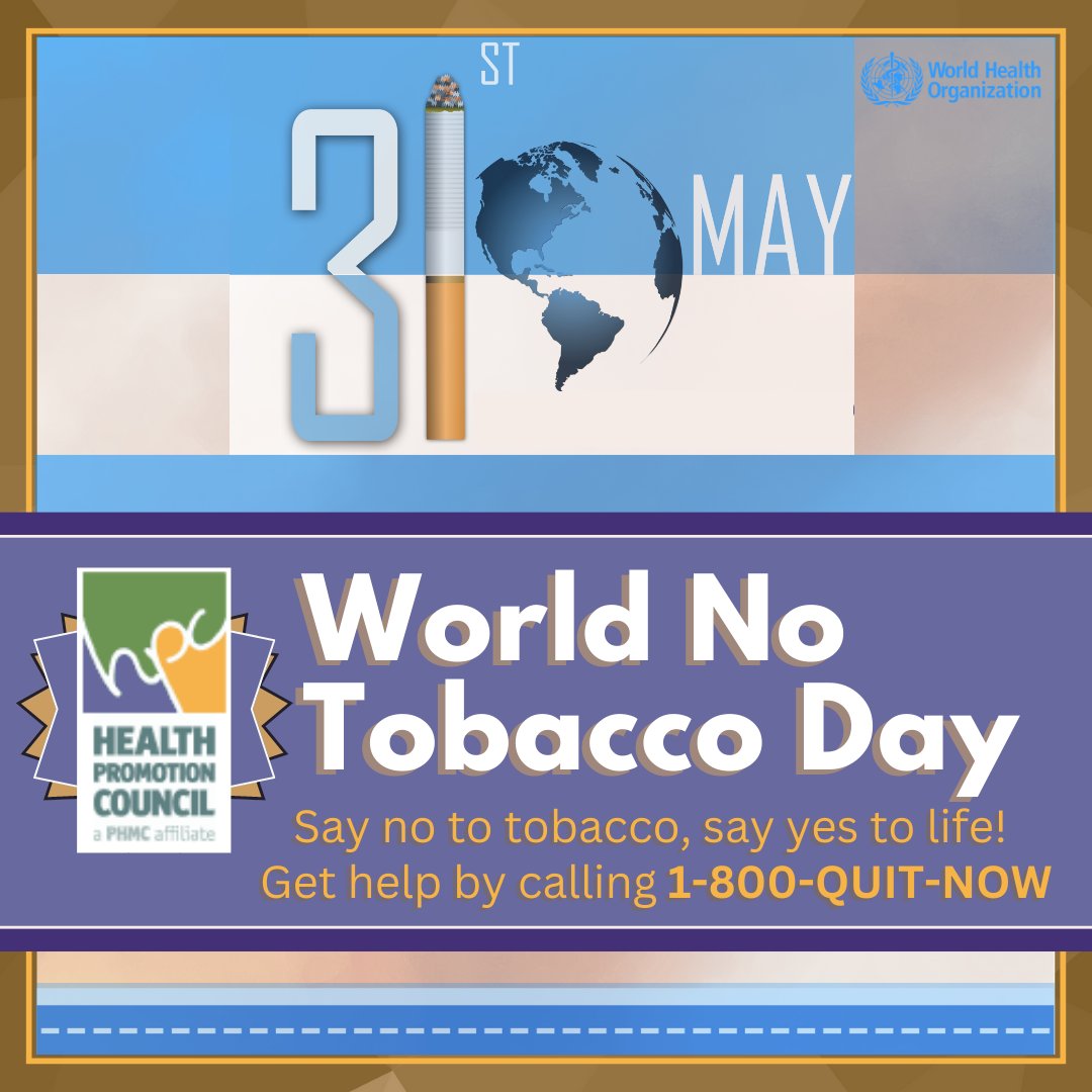 For this year's #WorldNoTobaccoDay, do the environment, farmers, and yourself a favor by saying NO to tobacco! It is never too late to quit. Check out the PA quitline at 1-800-QUIT NOW (784-8669). 
#Live2Quit  #QuitTobaccoToday  #SmokingKills