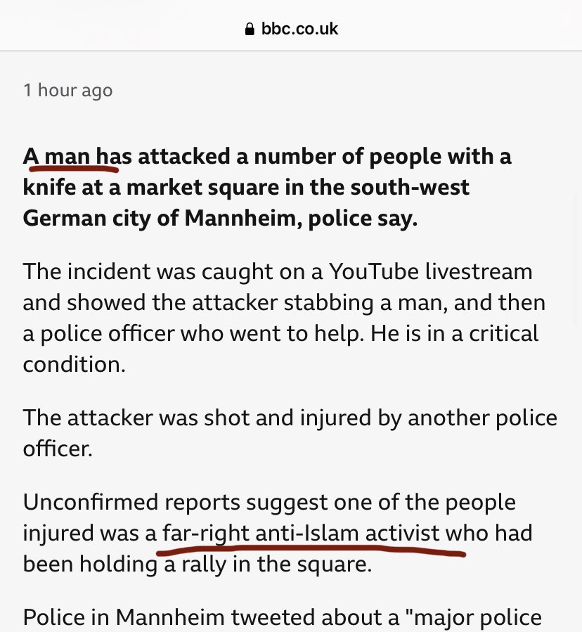 The BBC make me sick to my stomach .  Every damn time!!  Look how the describe the man trying to kill people  Vs the way the describe the VICTIM