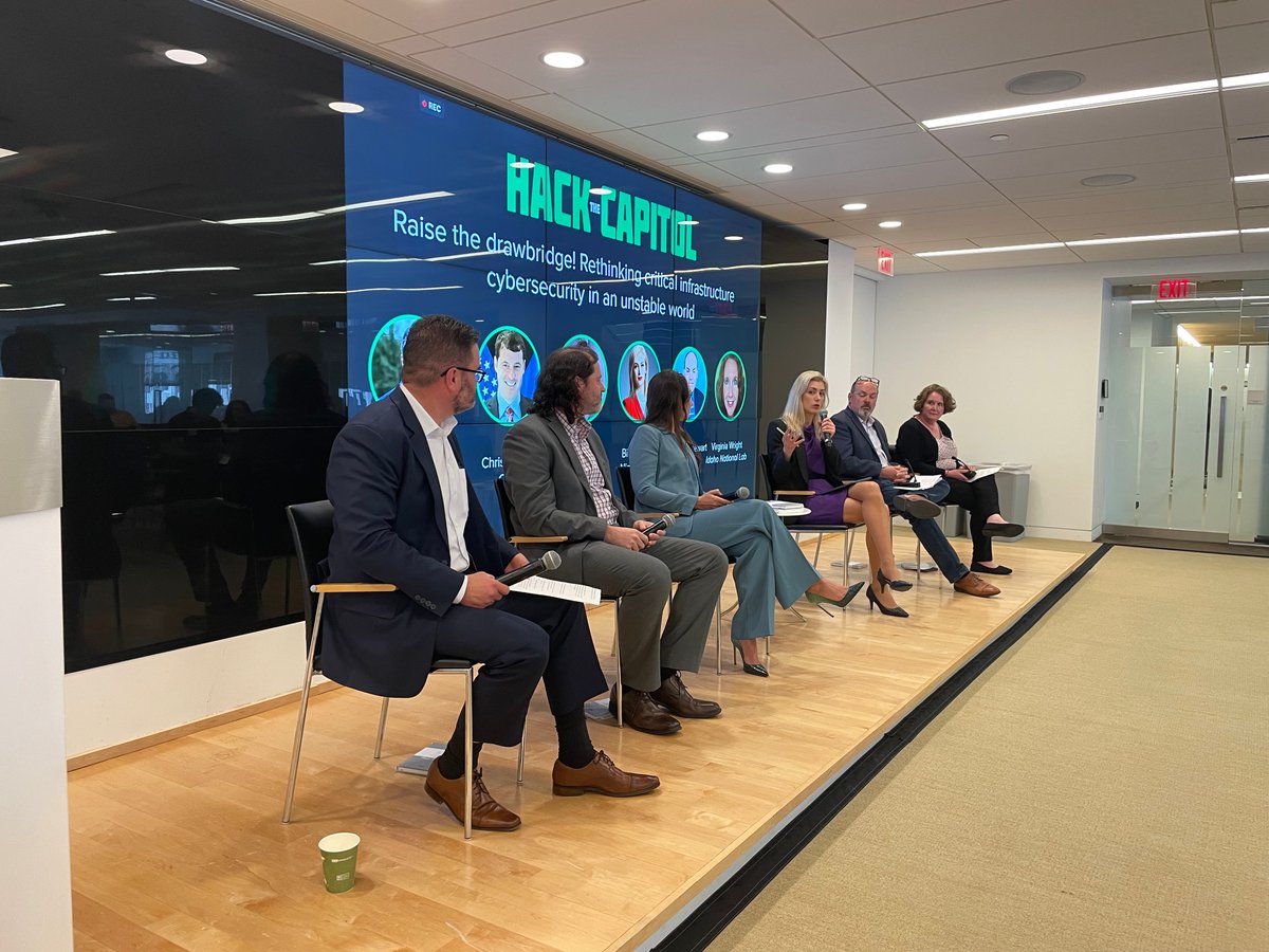 IST_org's tweet photo. 🚀 We're back with #HacktheCapitol Day 2!
To kick it off, IST’s Steve Kelly moderates a panel on the #cybersecurity of critical infrastructure with reps from @CISAgov, @DragosInc, @nightdragon, @Cisco & @INL.
Tune in: https://t.co/m3ukfhQKYf
@MasonNatSec @ICS_Village https://t.co/3bjL0pISPv