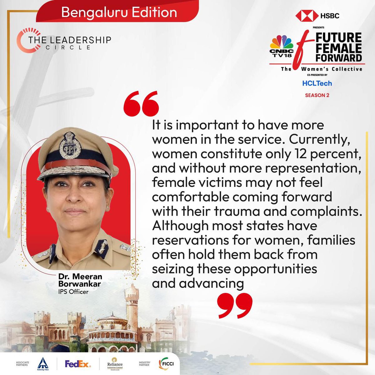 Dr. Meeran Borwankar, IPS Officer on the importance of having more women representation in the service & defence sector, on CNBC-TV18’s Future. Female. Forward - The Leadership Circle #FutureFemaleForward #Season2 #FutureisHERs #FFFSeason2 #CNBCTV18 #GenderParity