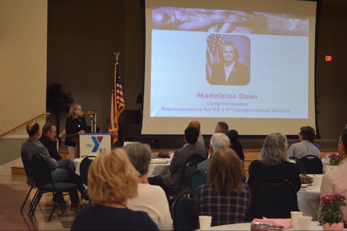 northpennymca's tweet photo. We were proud to host local officials at our annual Community Leaders breakfast yesterday. Congresswoman Madeleine Dean joined us as guest speaker for the event  and Hatfield Township Manager, Aaron Bibro was awarded our “Community Leader Award” in recognition of his service. https://t.co/iuqcvyBWKe