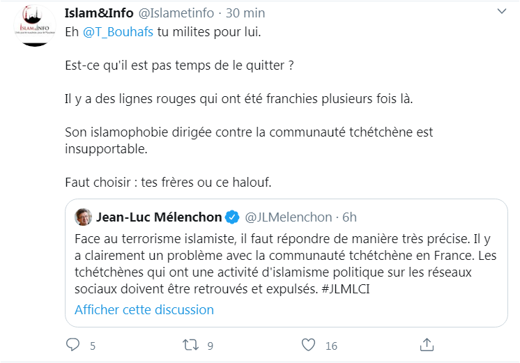 Il est loin le temps où l'islamiste fiché S Elias d'Imzalene (via IslametInfo) enjoignait Bouhafs à quitter ce 'halouf' de Mélenchon, qui dénonçait encore alors l'islamisme.

Ajd, ils collaborent TOUS ensemble. LFI est le 1er parti islamiste de France. 

#Europeennes2024