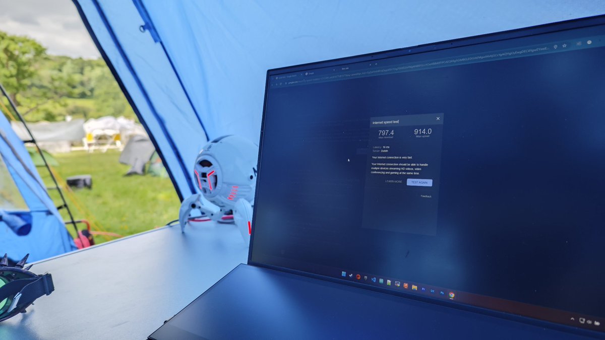 If like to point out that my broadband in my tent is more than 10 times faster than the one at home.
And 30 times faster when it comes to upload
#emf #emfcamp #emf24