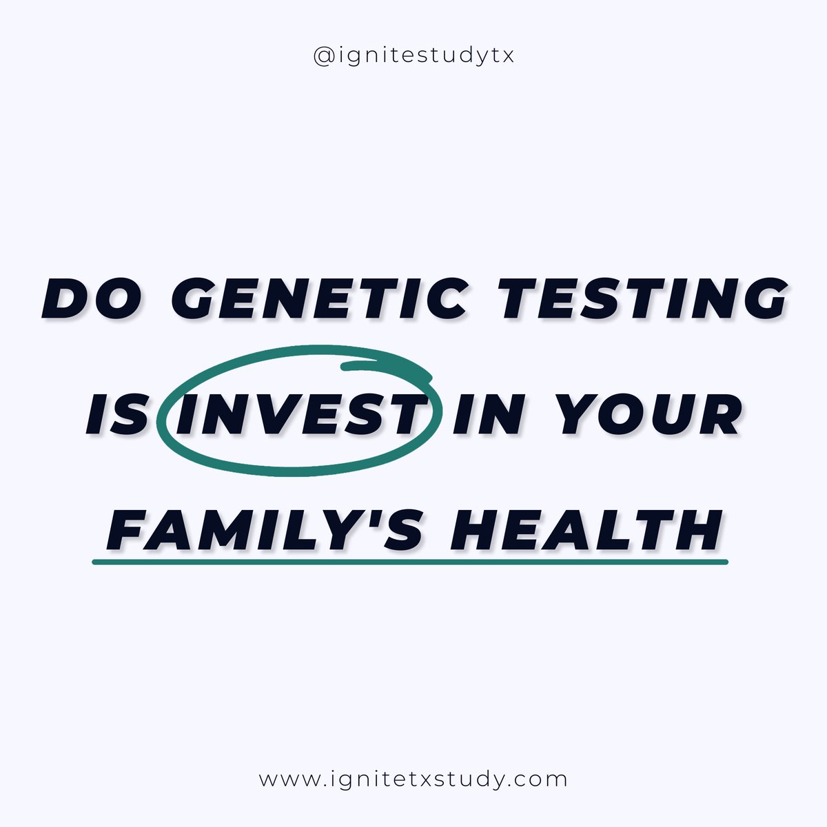 Taking a genetic test is more than an exam, it's an investment in your family.

Identifying genetic risks allows you to take proactive steps to prevent disease. With this information, you protect what is most important: the health and well-being of your loved ones.

Visit