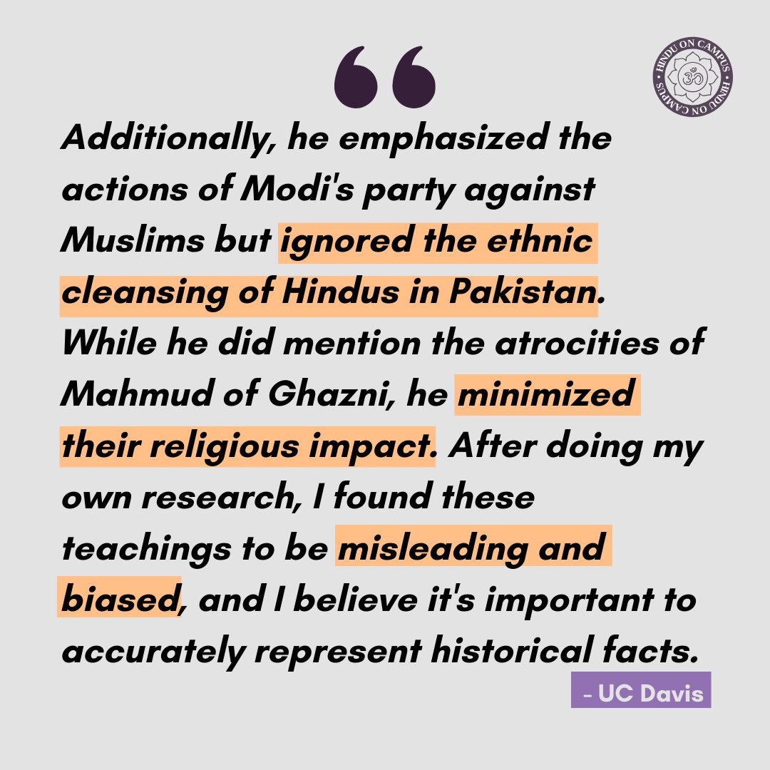 ALERT: Another Hindu student from @ucdavis experiencing Hinduphobia on campus through genocide denial and downplaying the severity of violence against Hindus! Why is Hindu persecution by the Pakistani occupation not being mentioned?